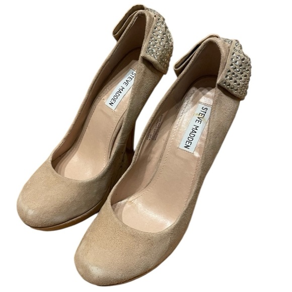 Steve Madden Parfait Blush Suede Diamond Bow High Heels Women’s Size 8.5 - Picture 6 of 14